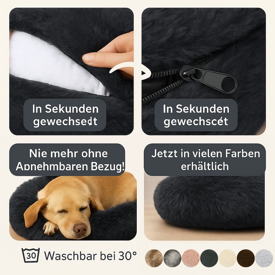 Hund schläft im Donut Hundebett Wolke 7

Flauschiges Hundekissen für kleine Hunde

