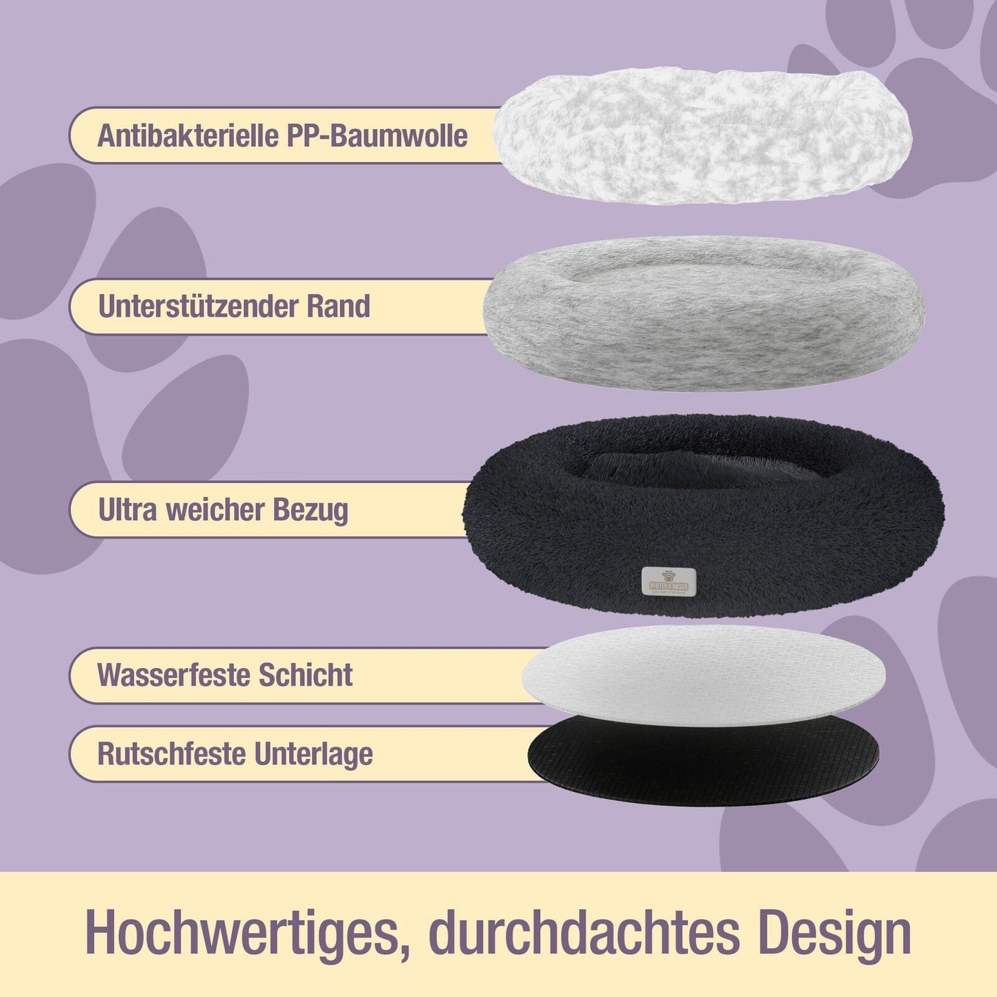 Hund schläft im Donut Hundebett Wolke 7

Flauschiges Hundekissen für kleine Hunde

